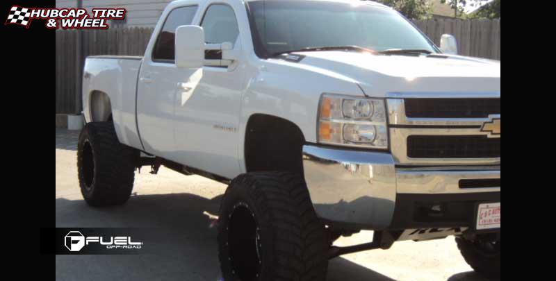 vehicle gallery/chevrolet silverado 2500 hd fuel hostage d532 20X14 Matte Black & Machined Face wheels and rims