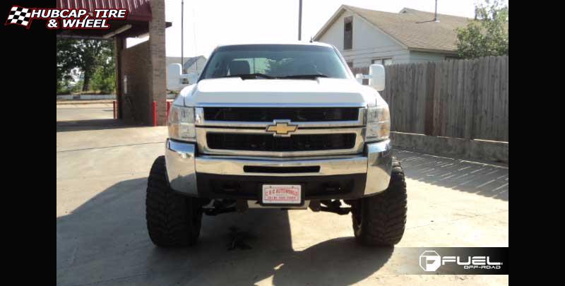 vehicle gallery/chevrolet silverado 2500 hd fuel hostage d532 20X14 Matte Black & Machined Face wheels and rims