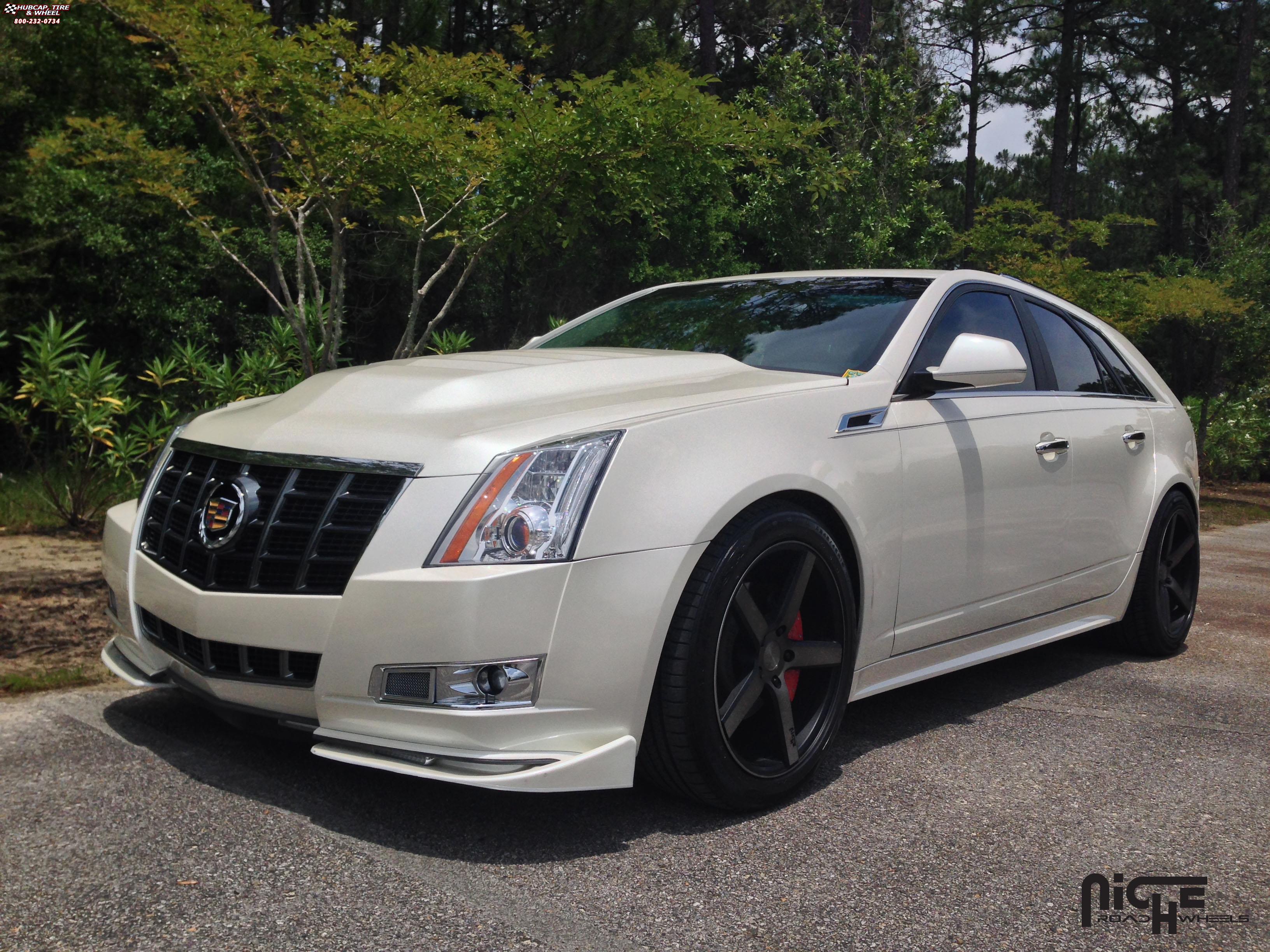 vehicle gallery/cadillac cts sport wagon niche milan m134 19x85  Black & Machined with Dark Tint wheels and rims