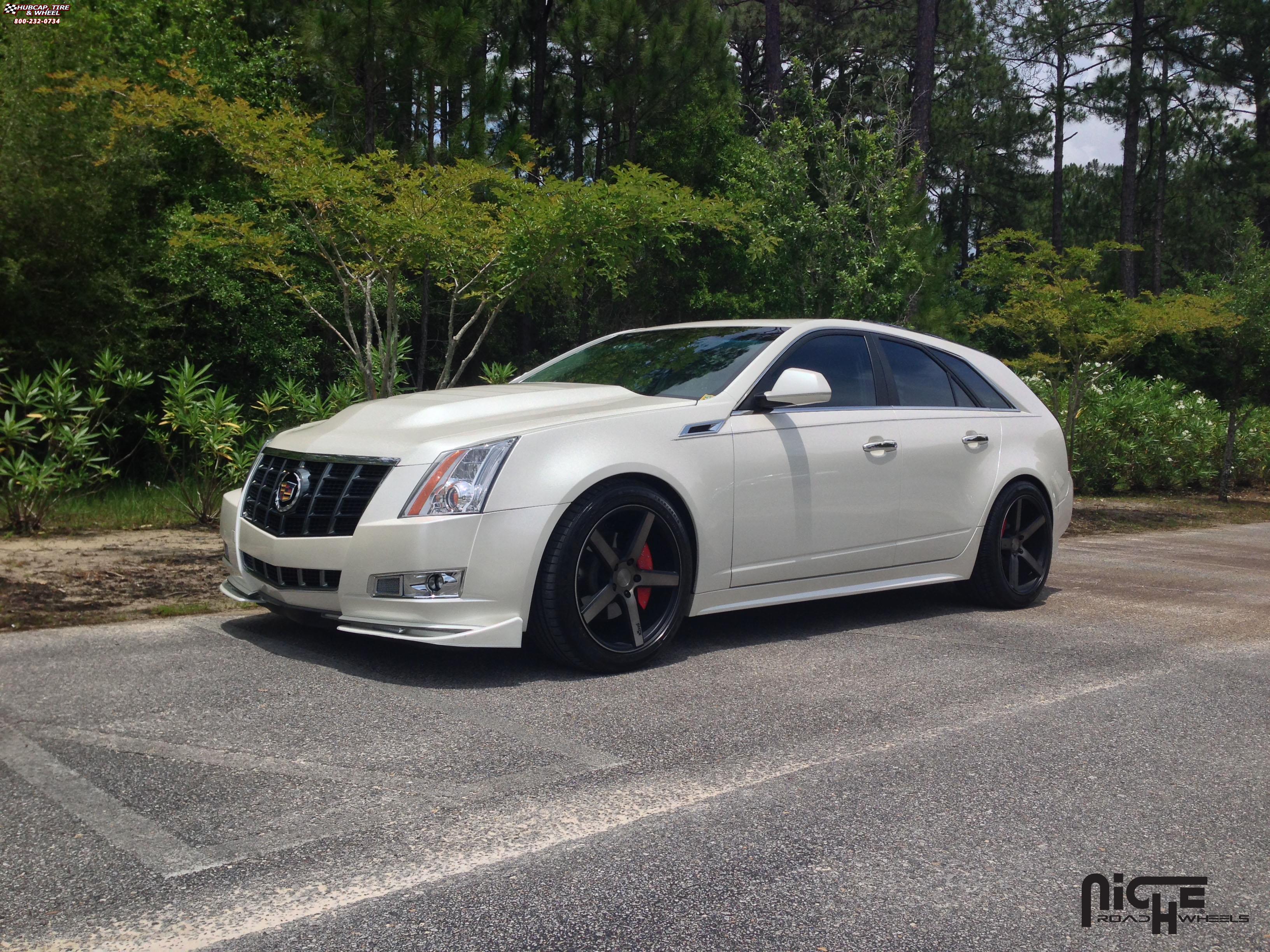 vehicle gallery/cadillac cts sport wagon niche milan m134 19x85  Black & Machined with Dark Tint wheels and rims