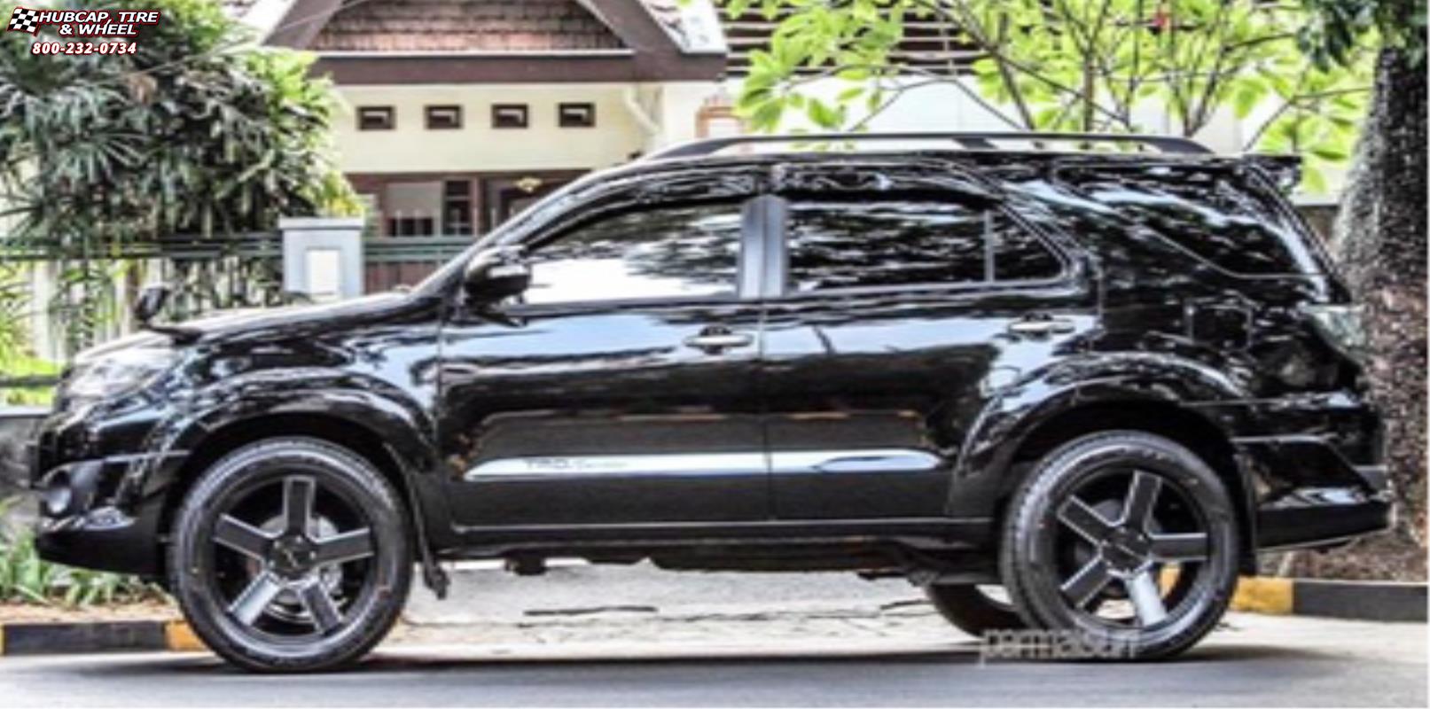 vehicle gallery/toyota fortuner xd series km690 mc 5  Satin Black Milled wheels and rims