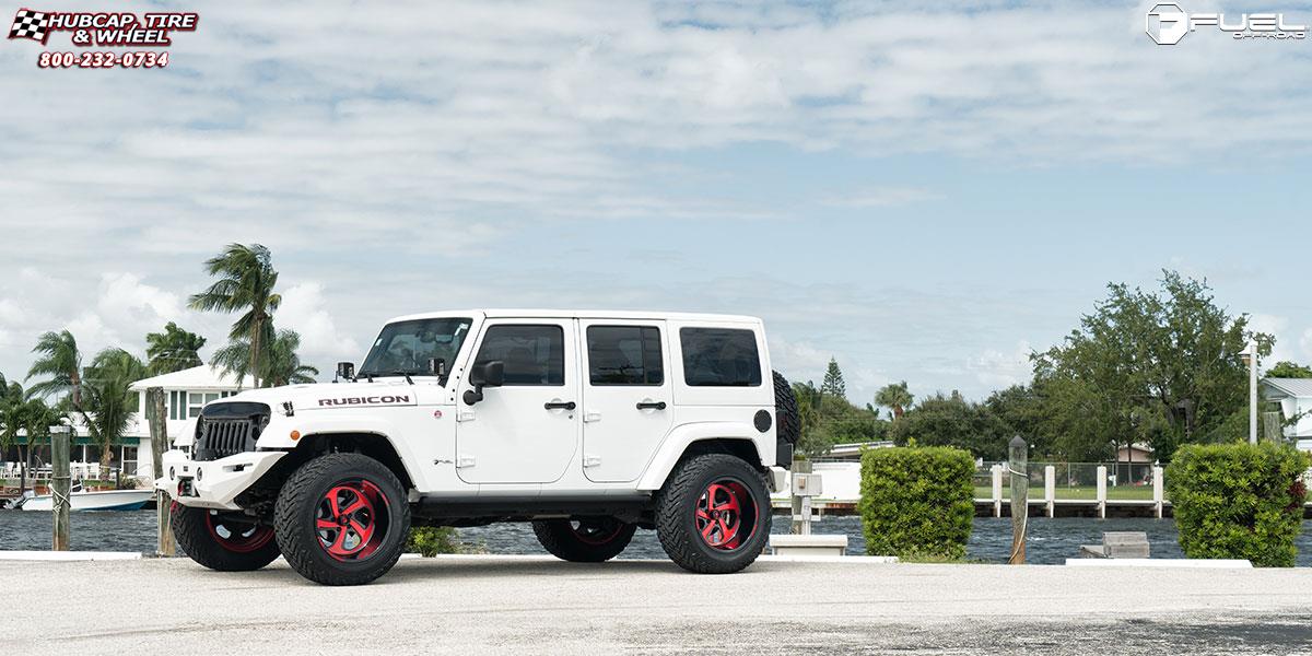 vehicle gallery/jeep wrangler fuel forged ff12 20X12  Gloss Black / Candy Red wheels and rims