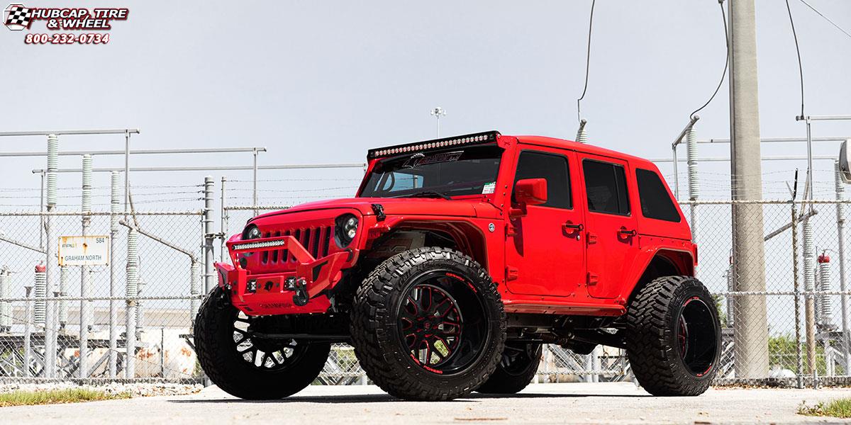 Jeep Wrangler Fuel Forged FF19 Wheels Gloss Black | Red Windows