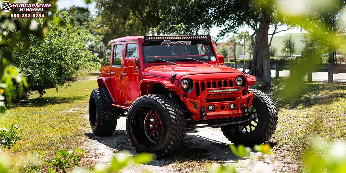 vehicle gallery/jeep wrangler fuel forged ff19 24X16  Gloss Black | Red Windows wheels and rims