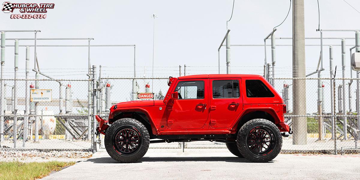 vehicle gallery/jeep wrangler fuel forged ff19 24X16  Gloss Black | Red Windows wheels and rims