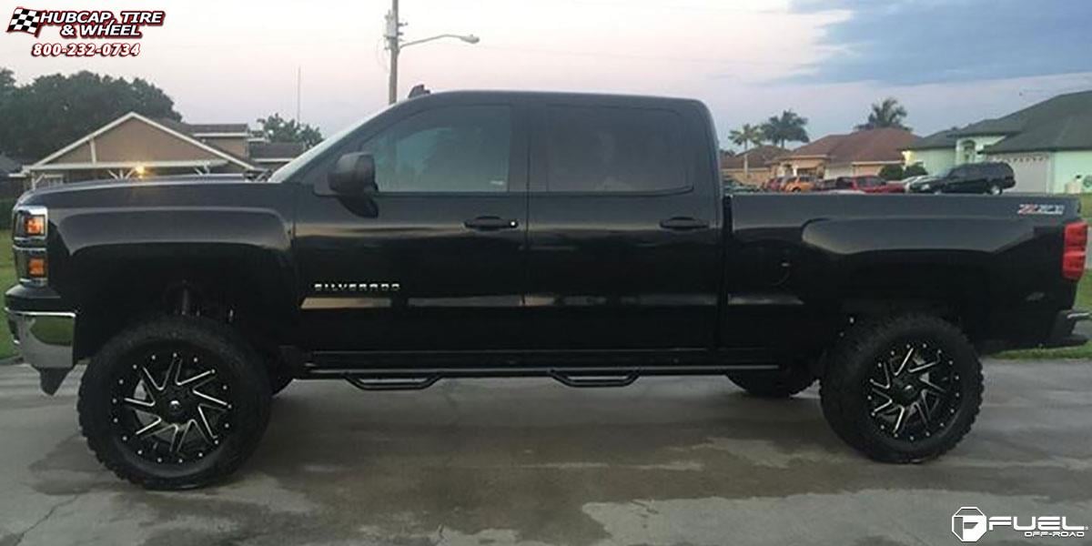vehicle gallery/chevrolet silverado 1500 fuel renegade d265 20X12  Black & milled center, gloss black outer wheels and rims