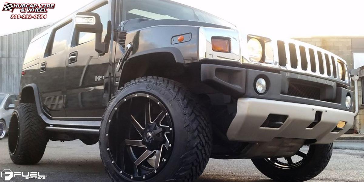 vehicle gallery/hummer h2 fuel renegade d265 22X14  Black & milled center, gloss black outer wheels and rims