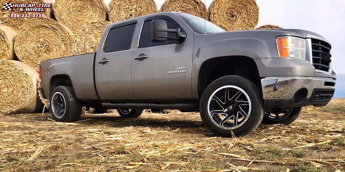 vehicle gallery/gmc sierra 2500 fuel renegade d264 20X10  Matte Black with Chrome Lip wheels and rims