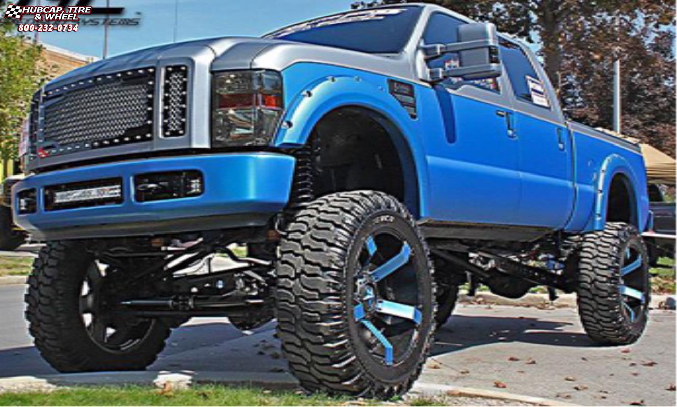 vehicle gallery/ford f 250 xd series xd811 rockstar 2  Satin Black Blue Inserts wheels and rims