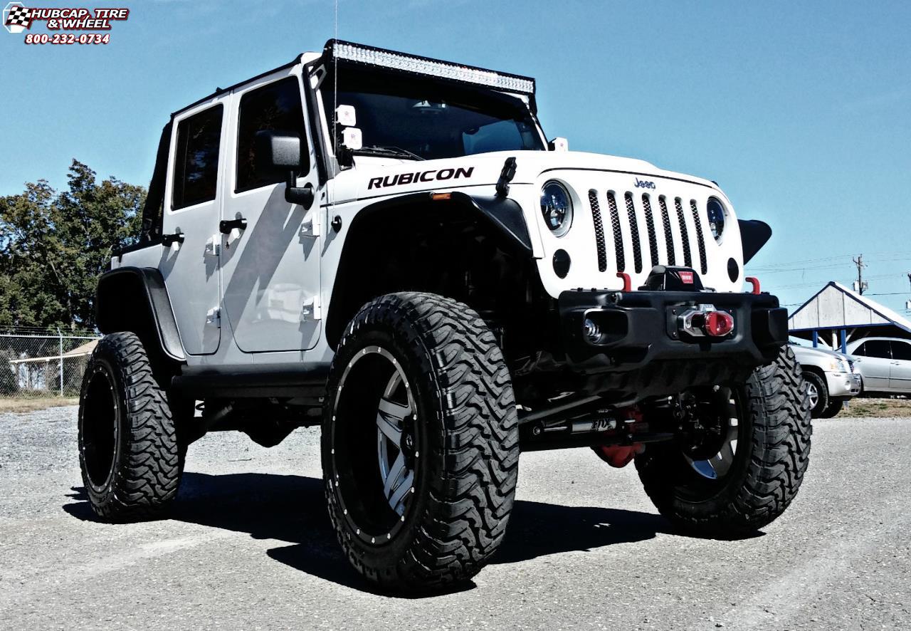 vehicle gallery/jeep wrangler fuel full blown d255 22X14  Gloss White & Milled with a Gloss Lip wheels and rims