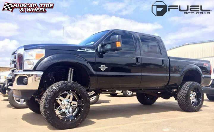 vehicle gallery/ford f 250 fuel full blown d253 20X12 PVD Chrome Center | Gloss Black Lip wheels and rims
