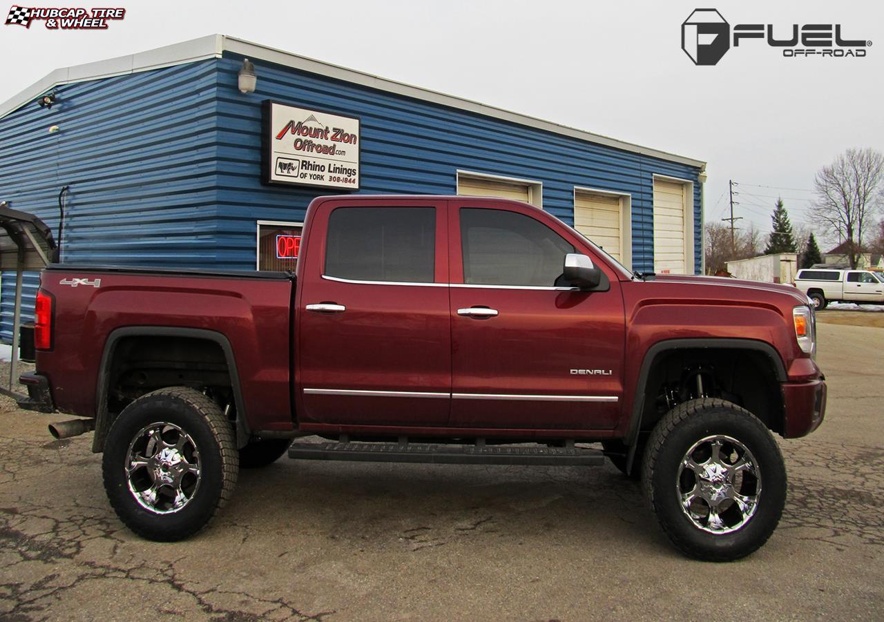 vehicle gallery/gmc sierra denali fuel dune d522 20X10 Chrome wheels and rims