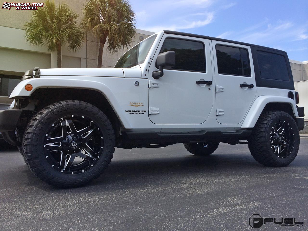 vehicle gallery/jeep wrangler fuel full blown d554 20X10 Gloss Black Milled wheels and rims