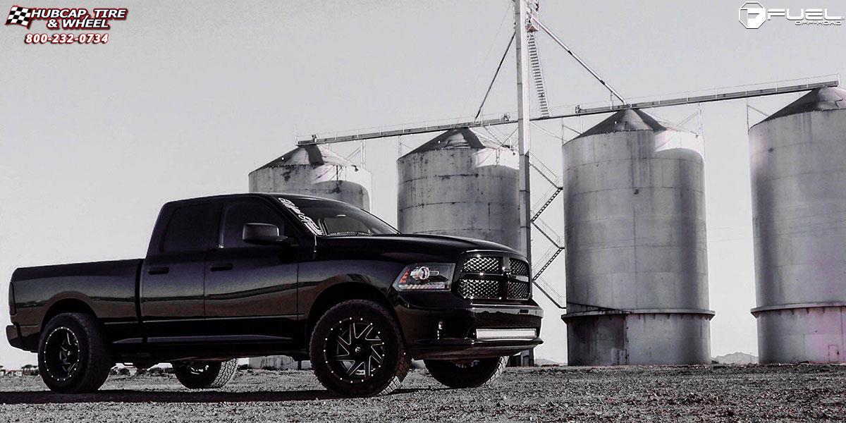 vehicle gallery/dodge ram 1500 fuel renegade d265 20X12  Black & milled center, gloss black outer wheels and rims