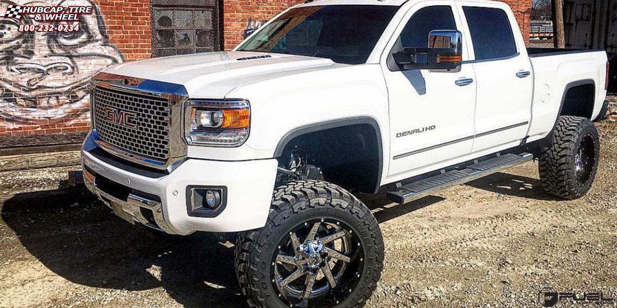 vehicle gallery/gmc sierra 2500 hd fuel renegade d263 22X12  Chrome center, gloss black outer wheels and rims