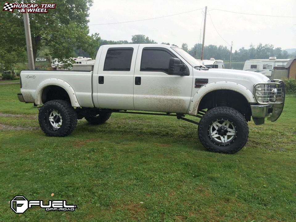 vehicle gallery/ford f 350 fuel full blown d255 20X12 Gloss White & Milled with a Gloss Lip wheels and rims
