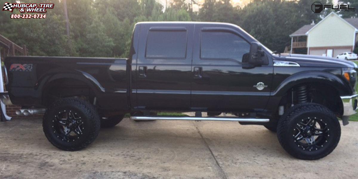 vehicle gallery/ford f 250 fuel full blown d554 20X12  Gloss Black Milled wheels and rims