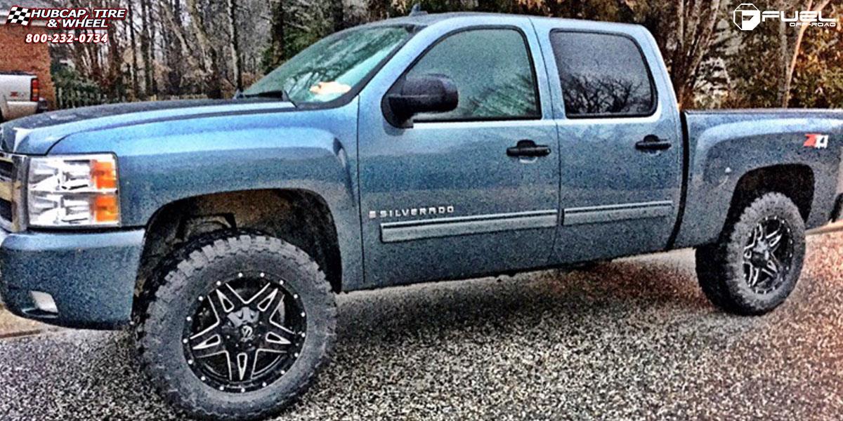 vehicle gallery/chevrolet silverado fuel full blown d554 20X9  Gloss Black Milled wheels and rims
