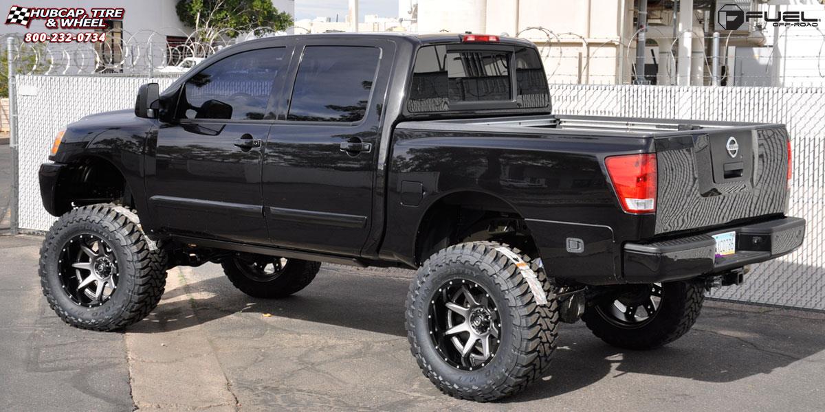 vehicle gallery/nissan titan fuel rampage d238 20X12  Anthracite center, gloss black lip wheels and rims