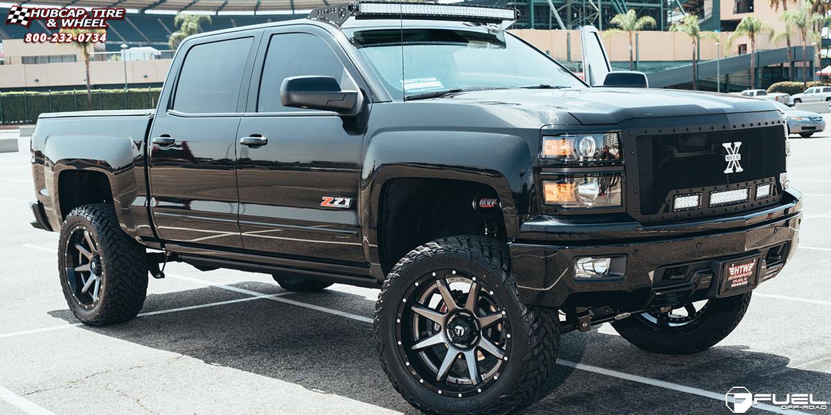 vehicle gallery/chevrolet silverado 1500 fuel rampage d238 22X12  Anthracite center, gloss black lip wheels and rims