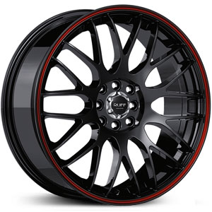 17x7.5 Ruff Racing R355 Black w/ Red Pin Stripe HPO