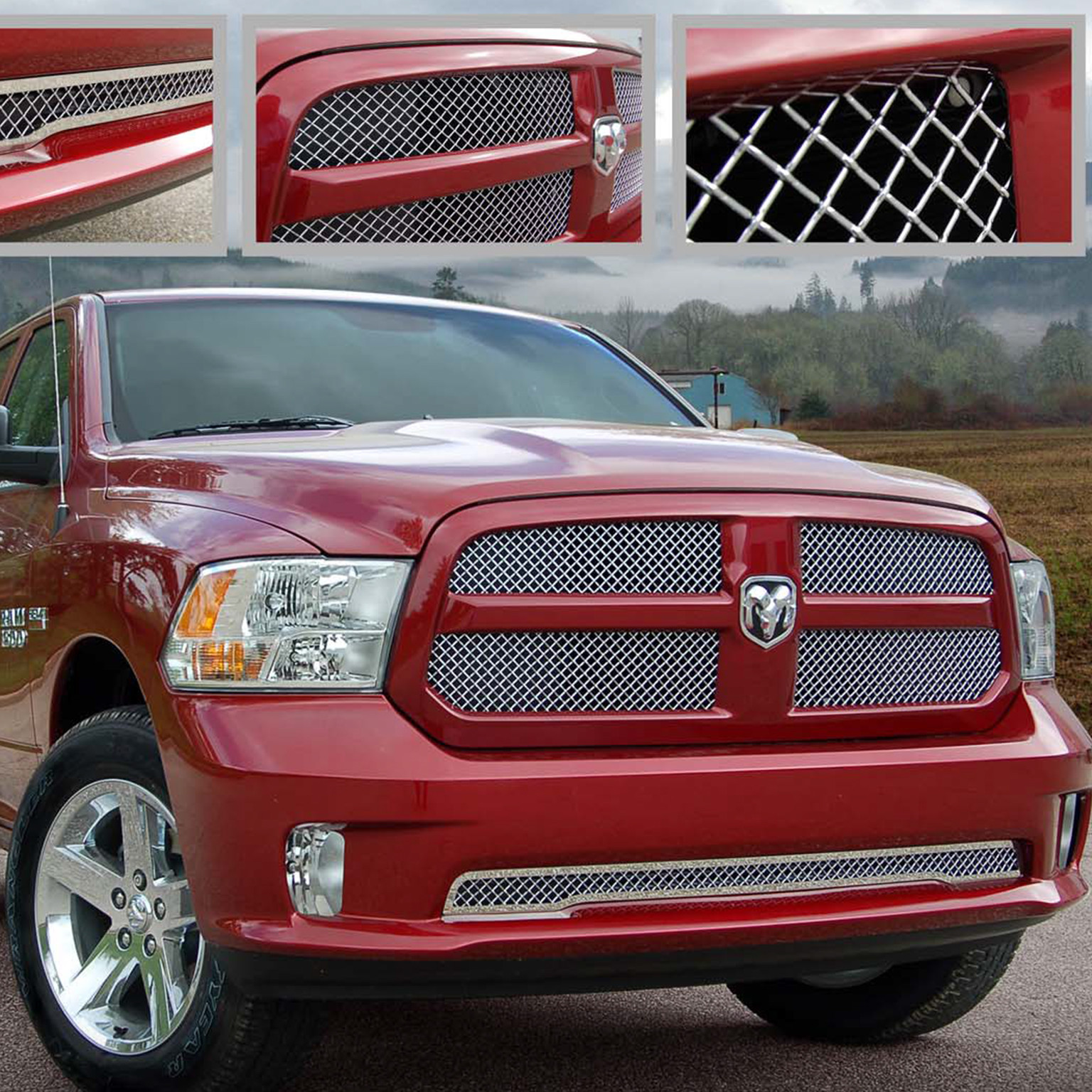 E&G Classics 20132015 Dodge Ram 1500 Grille 2 Pc Heavy Mesh Grille Chrome 1117010413