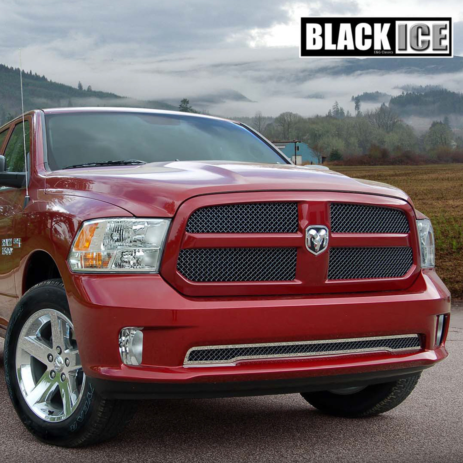 E&G Classics 20132015 Dodge Ram 1500 Grille 2 Pc Heavy Mesh Grille Black Ice 1117B10413