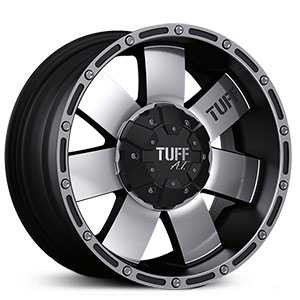 15X8 TUFF T02 Flat Black w/ Machined Face & Flange RWD