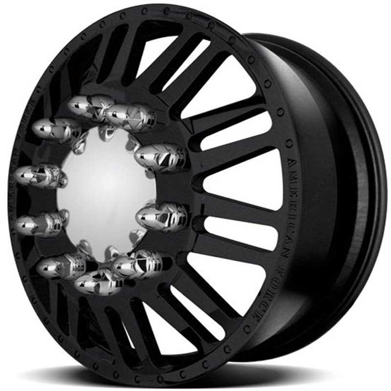 20x8.25 American Force Dually Wheels FREEDOM Black Flat-Solid HPO
