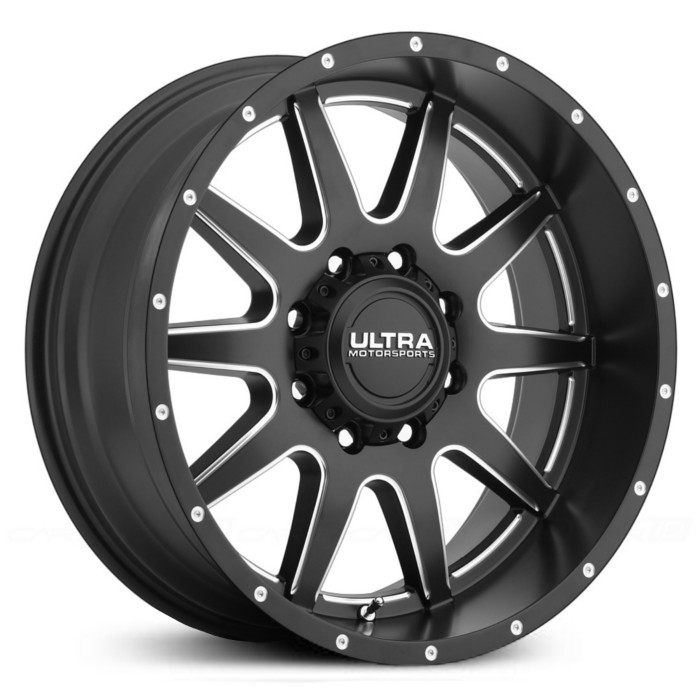 18X9 Ultra 189BM Trooper Satin Black w/ Milled Accents & Spot Milled Dimples & Satin Clear-Coat MID