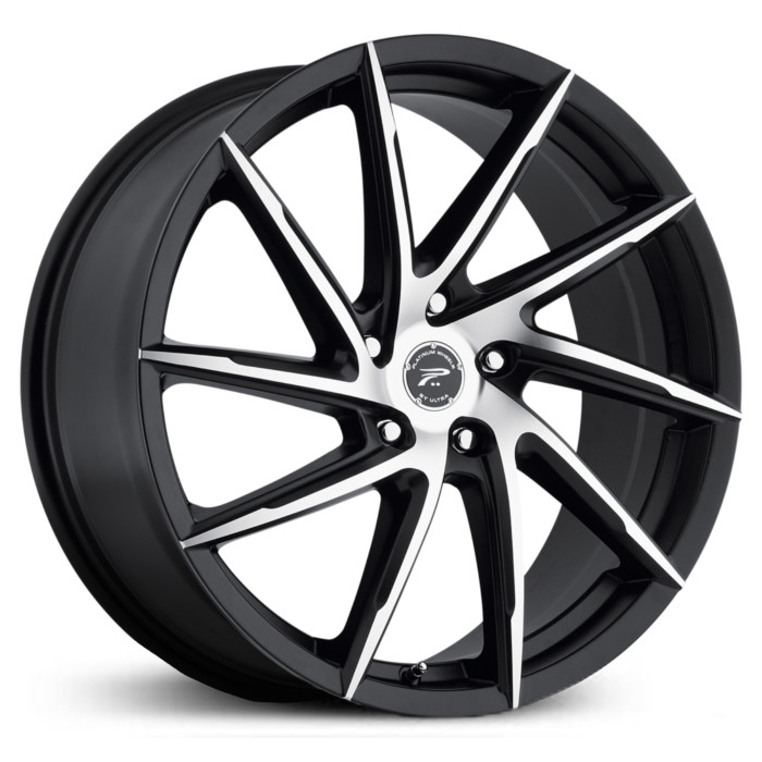 17x7.5 Platinum Hawk 433U Satin Black with Diamond Cut Face & Clear-Coat HPO
