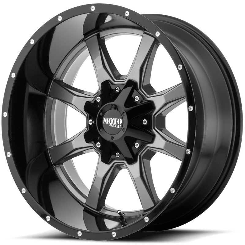 18x10 Moto Metal MO970 Gloss Gray w/ Black Lip REV Wheels