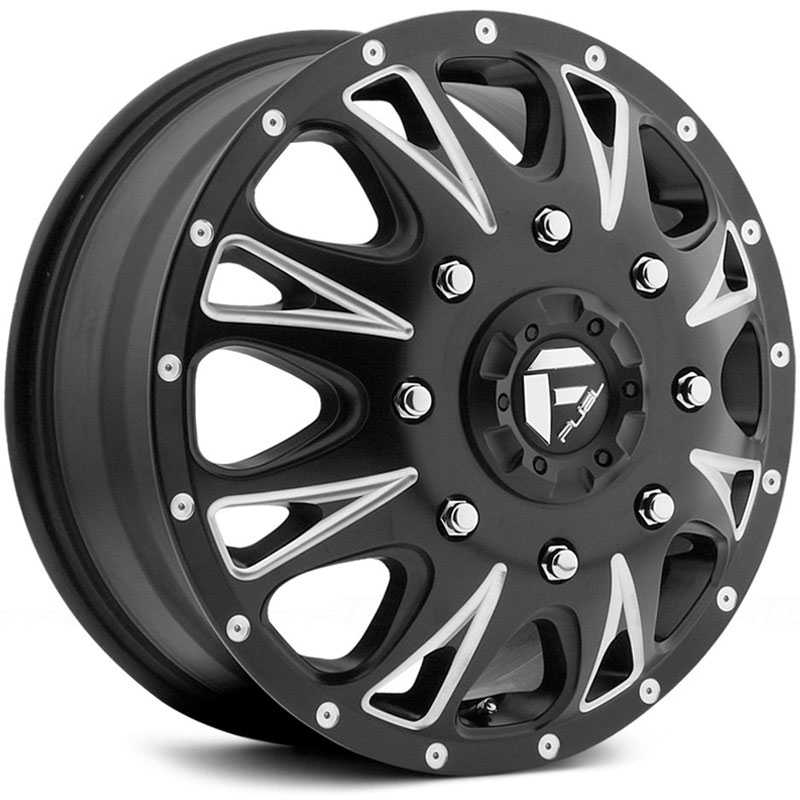 Fuel D513 Throttle Dually  Wheels Black Milled (Front)