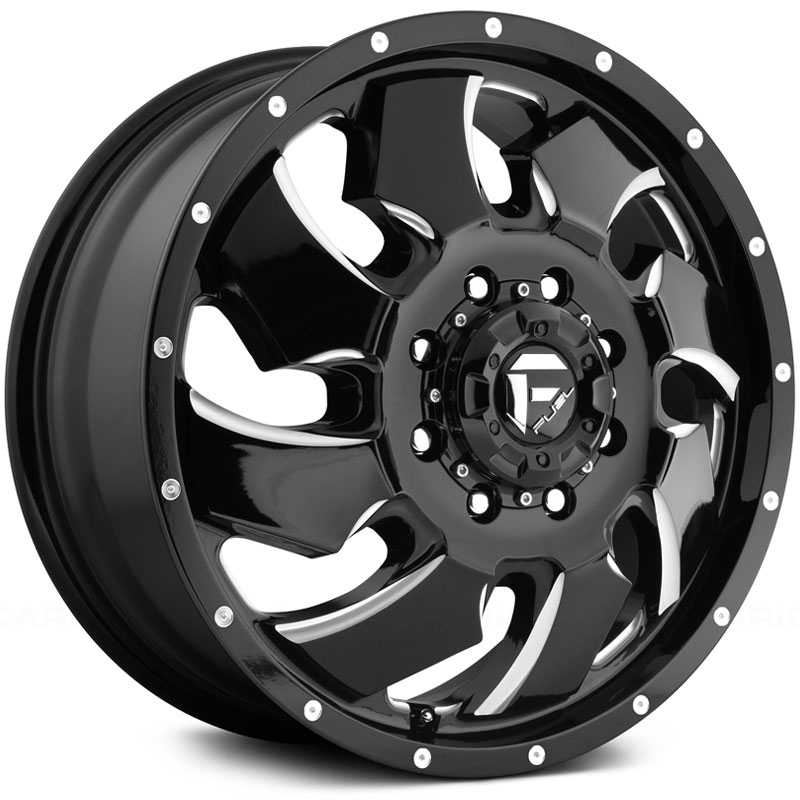 Fuel D574 Cleaver Dually  Wheels Gloss Black Milled (Front)