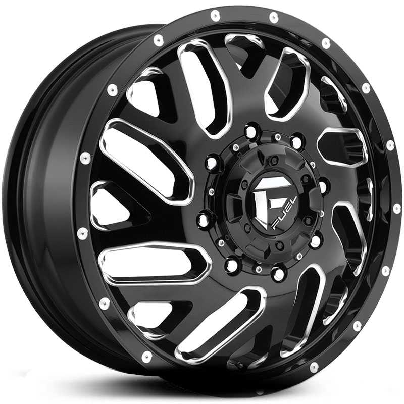 Fuel D581 Triton Dually  Wheels Gloss Black & Milled (Front)