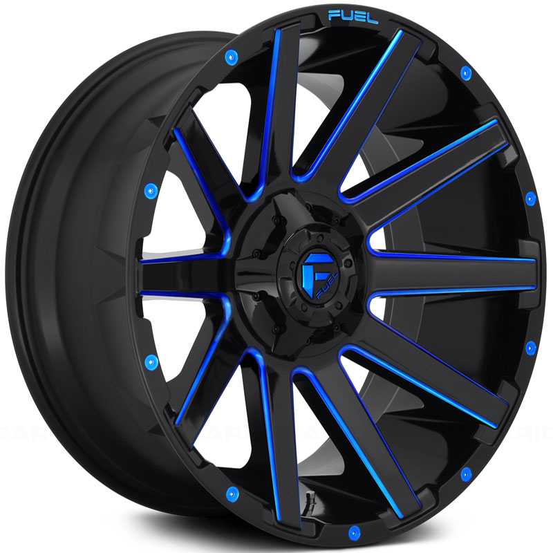 Fuel D644 Contra  Wheels Gloss Black w/ Candy Blue Accents