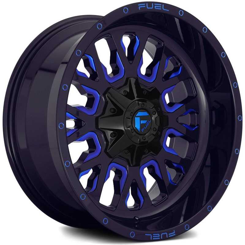 Fuel D645 Stroke  Wheels Gloss Black w/ Candy Blue Accents