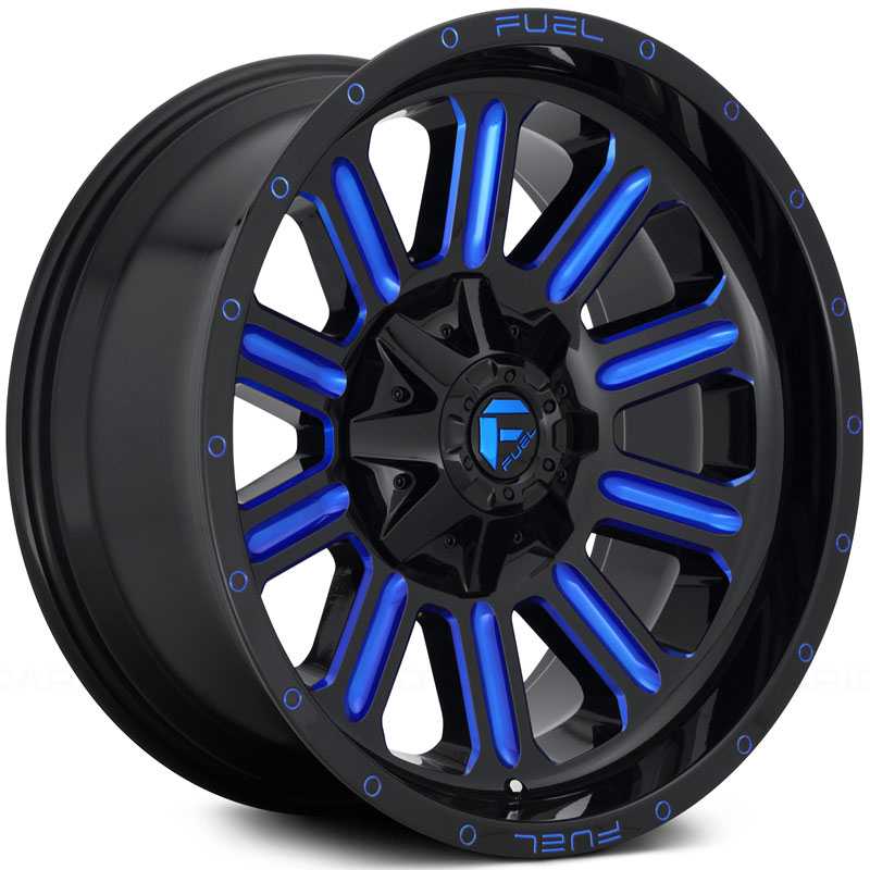 Fuel D646 Hardline  Wheels Gloss Black w/ Candy Blue Accents