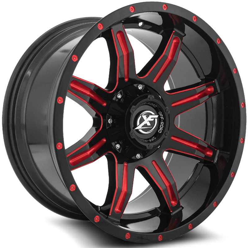 XF Offroad XF-215  Wheels Gloss Black w/ Red Milling