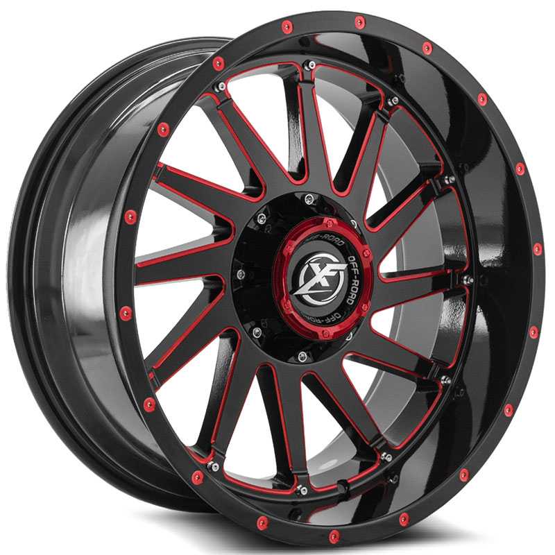 XF Offroad XF-216  Wheels Gloss Black w/ Red Milling
