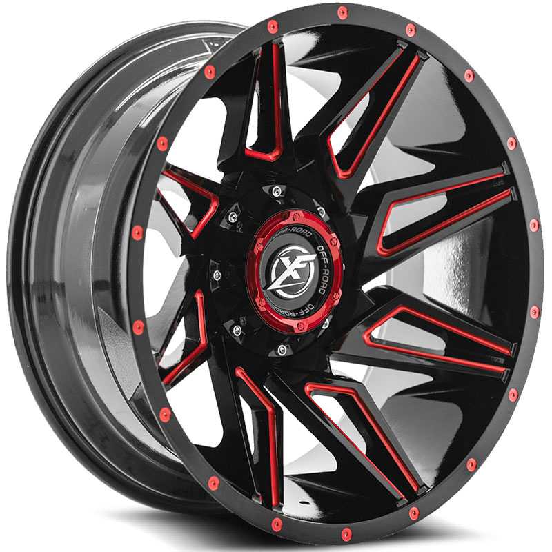 XF Offroad XF-218  Wheels Gloss Black w/ Red Milling