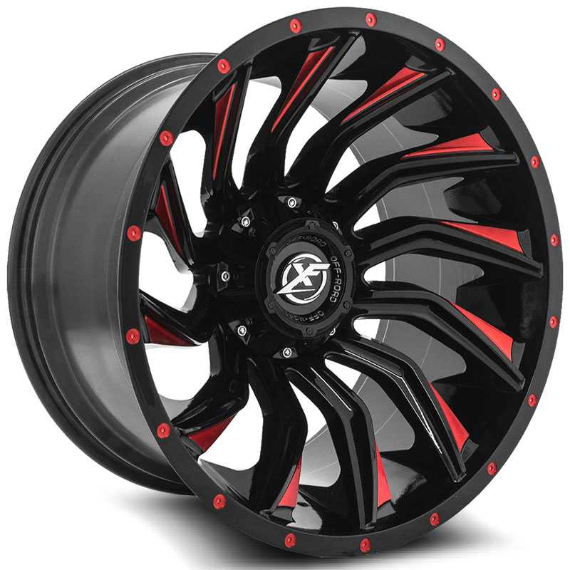 XF Offroad XF-224  Wheels Gloss Black Machined Red Line