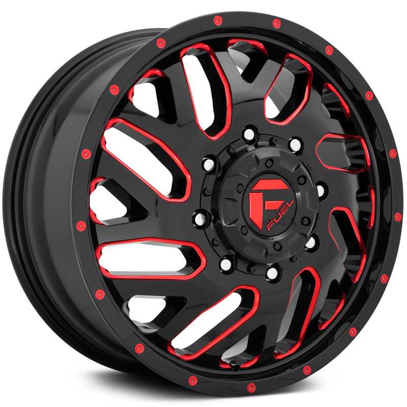 Fuel D656 Triton Dually Front  Wheels Gloss Black Red Tinted Clear