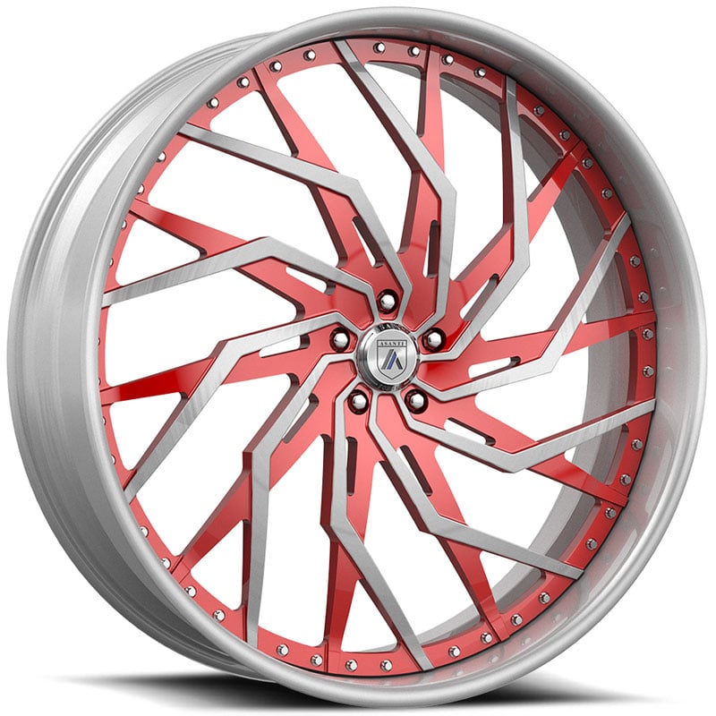Asanti FS30 3PC  Wheels Brushed w/ Red Spokes