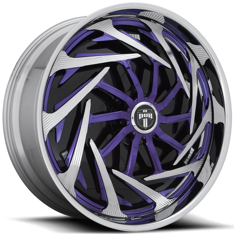 Dub S826 Trance Spinner  Wheels Brushed w/ Candy Blue Accents