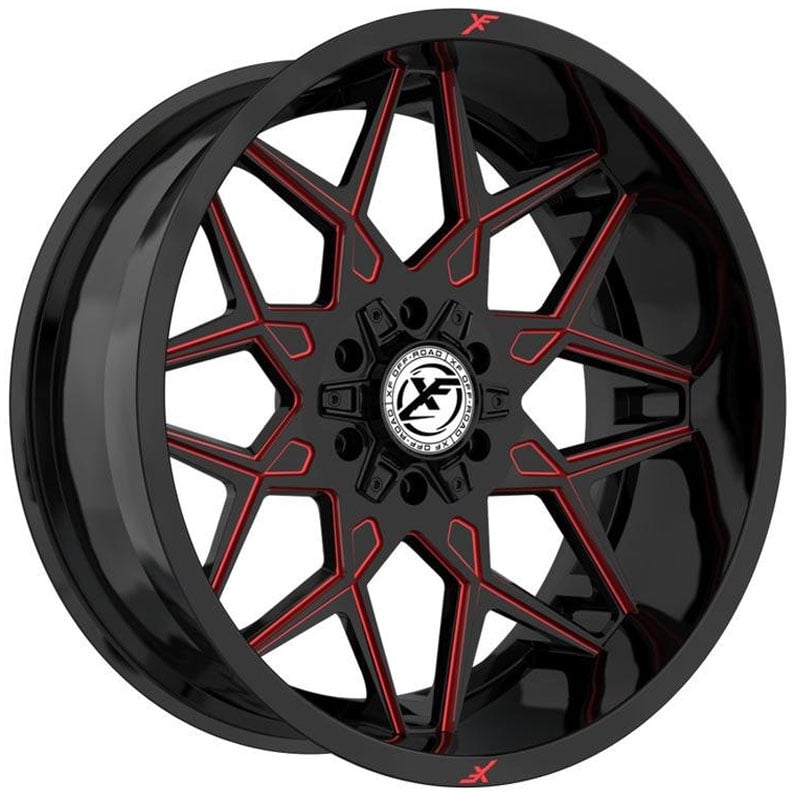 XF Offroad XF-238  Wheels Gloss Black Red Milled