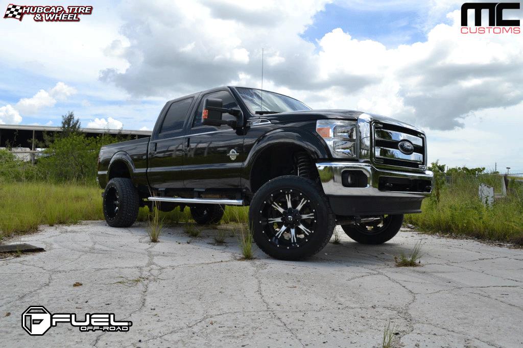 vehicle gallery/ford f 250 fuel nutz d541 22X12  Black & Machined wheels and rims