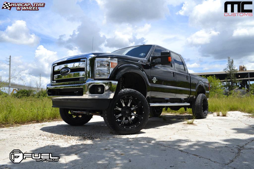 vehicle gallery/ford f 250 fuel nutz d541 22X12  Black & Machined wheels and rims