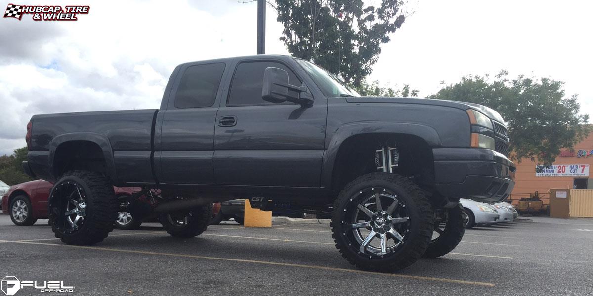 vehicle gallery/chevrolet silverado 2500 hd fuel maverick d260 22X14  Chrome with Gloss Black Lip wheels and rims