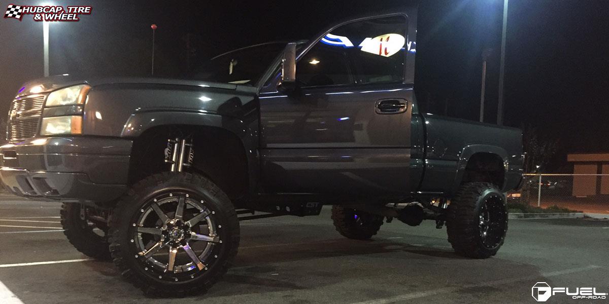 vehicle gallery/chevrolet silverado 2500 hd fuel maverick d260 22X14  Chrome with Gloss Black Lip wheels and rims